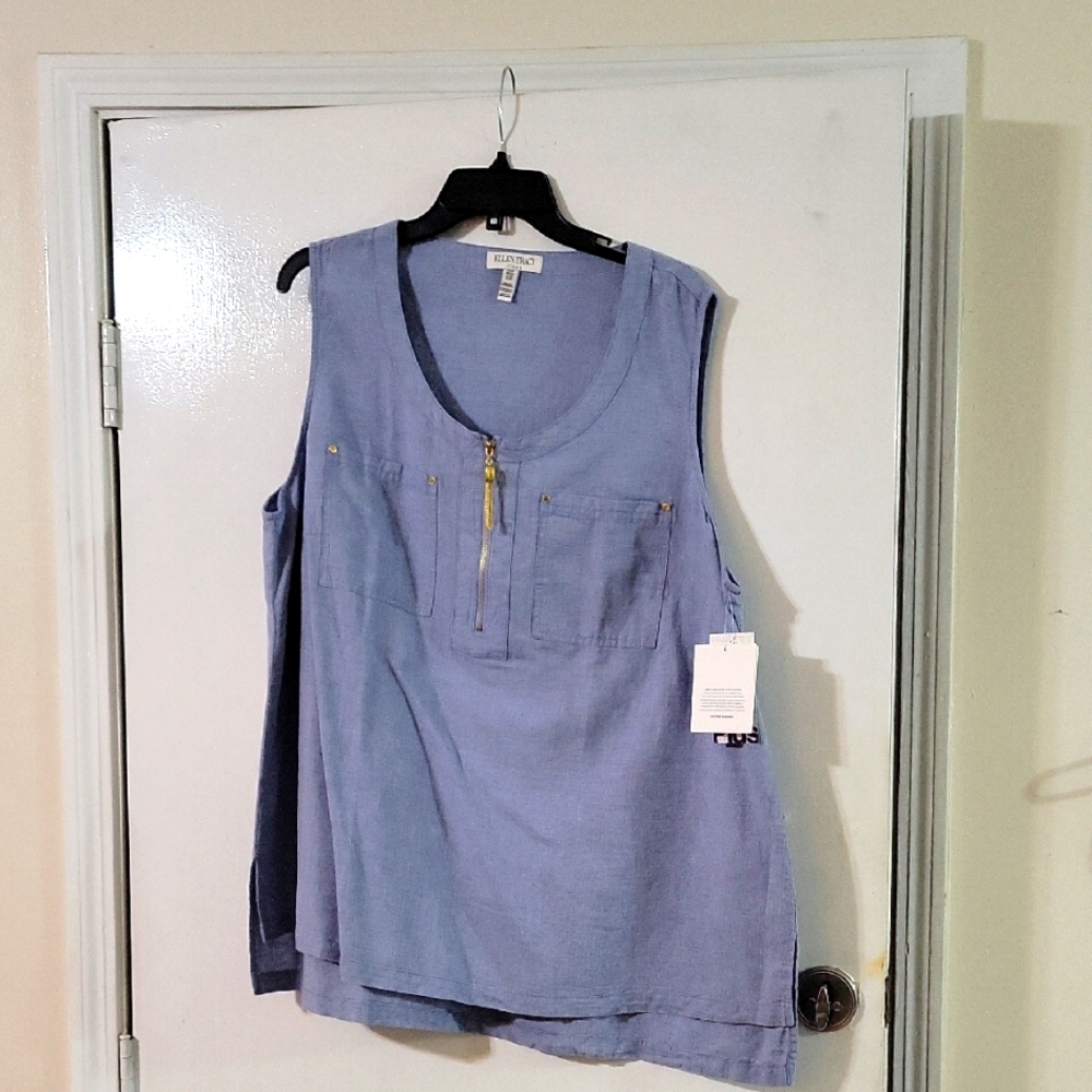 Ellen Tracy Baby BlueTank Top with Zipper